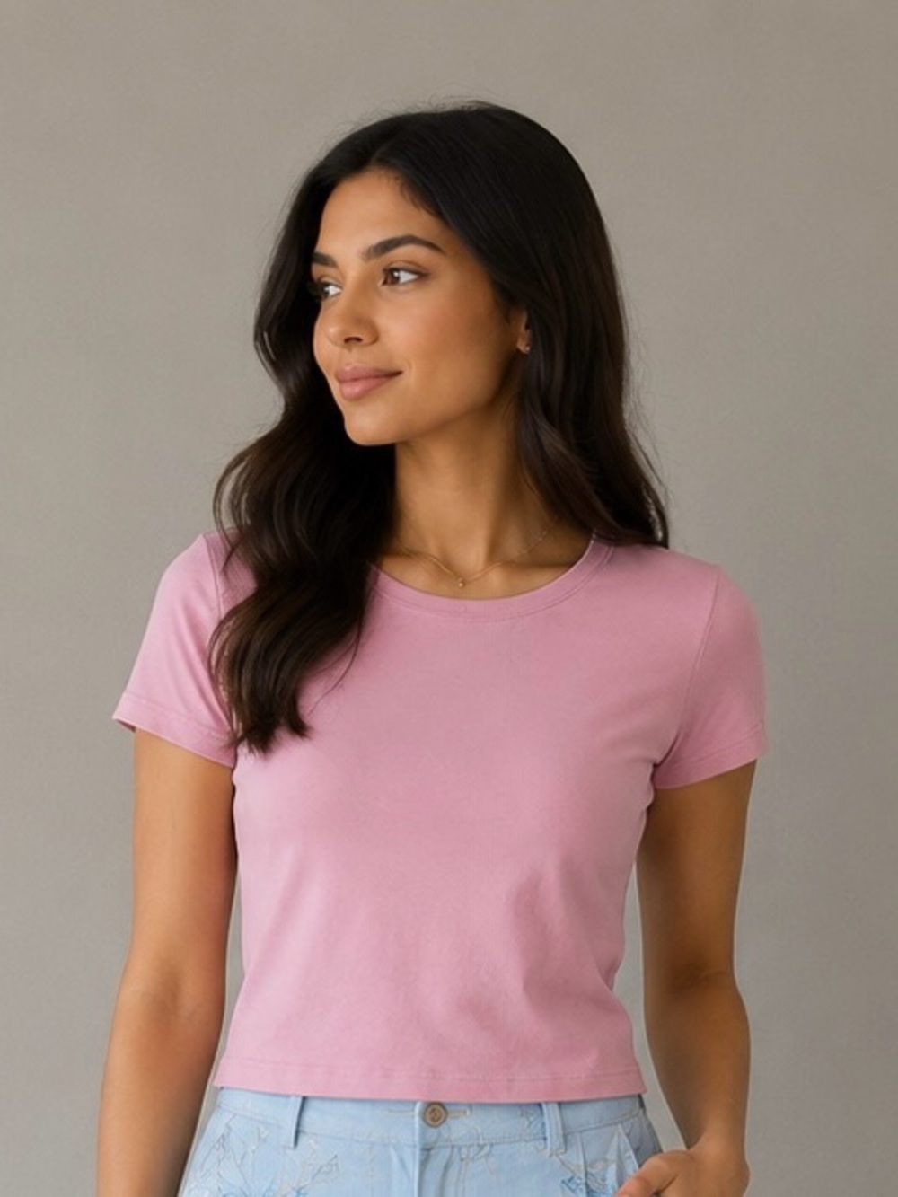 Zara Light Pink 100% cotton Short Sleeve Crewneck Tee